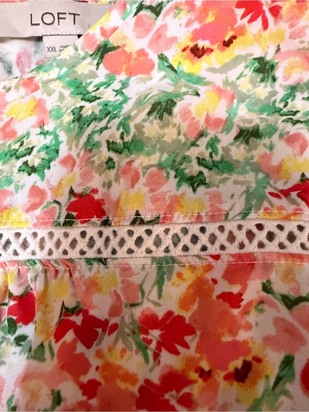 LOFT Floral Blouse in Green, Pink, Orange - Picture 12 of 16
